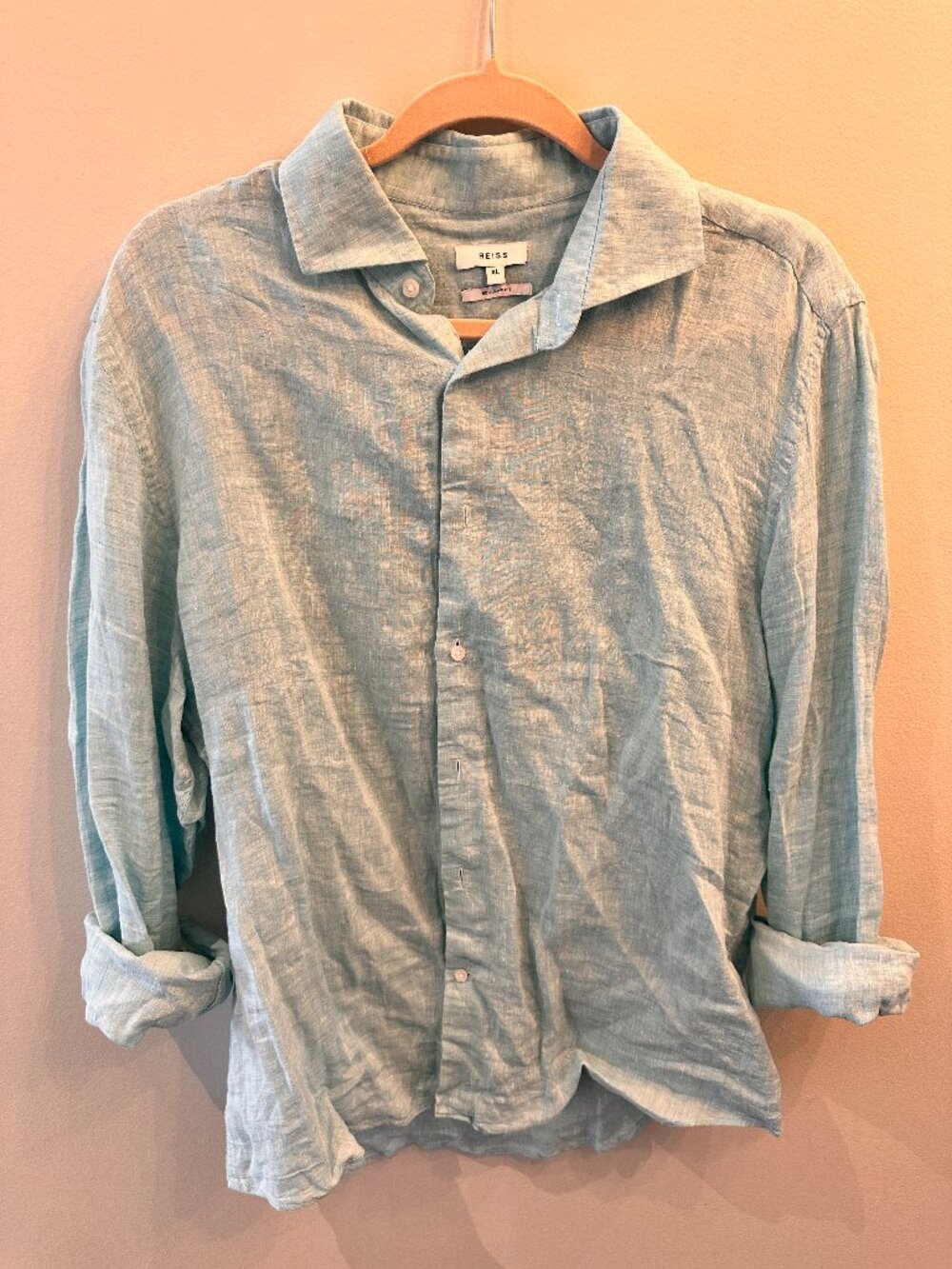 Reiss Linen Shirt - Aquamarine